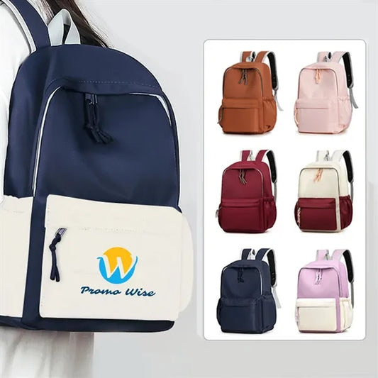 Student Casual Backpack with color-block design