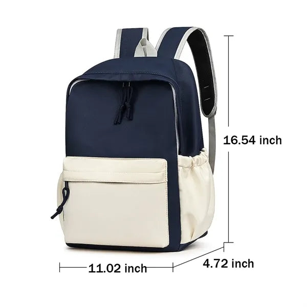 Student Casual Backpack with color-block design