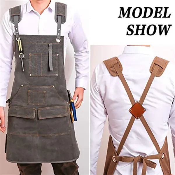 Waterproof Canvas Carpenter Work Apron with Tool Pocket
