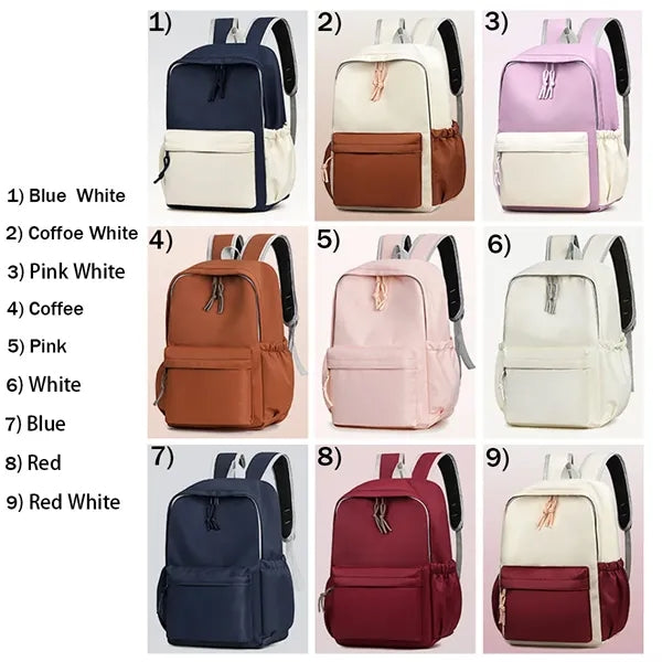 Student Casual Backpack with color-block design