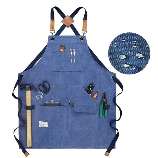 Canvas Cross Back Work Apron with Multiple Tool Pocket