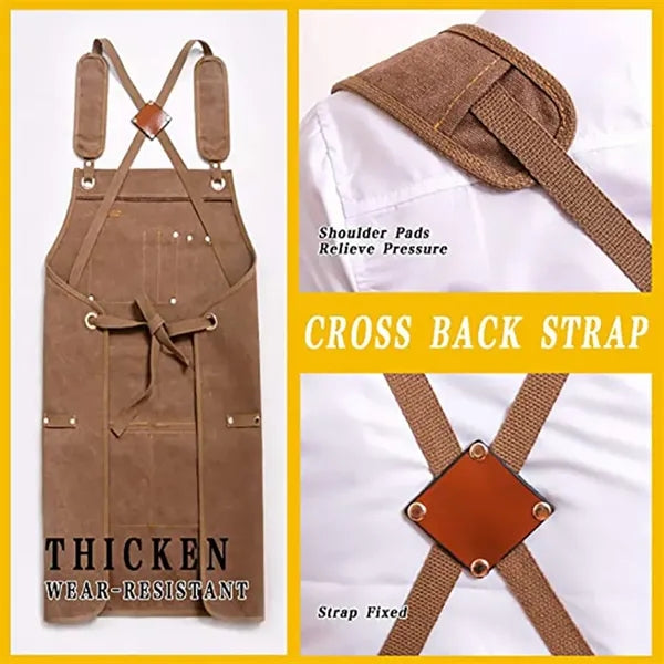 Waterproof Canvas Carpenter Work Apron with Tool Pocket