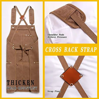 Waterproof Canvas Carpenter Work Apron with Tool Pocket