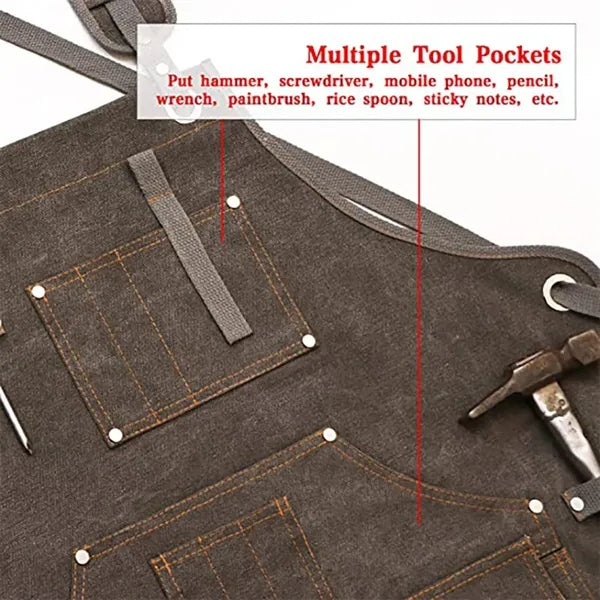 Waterproof Canvas Carpenter Work Apron with Tool Pocket