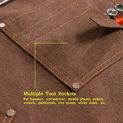 Waterproof Canvas Carpenter Work Apron with Tool Pocket