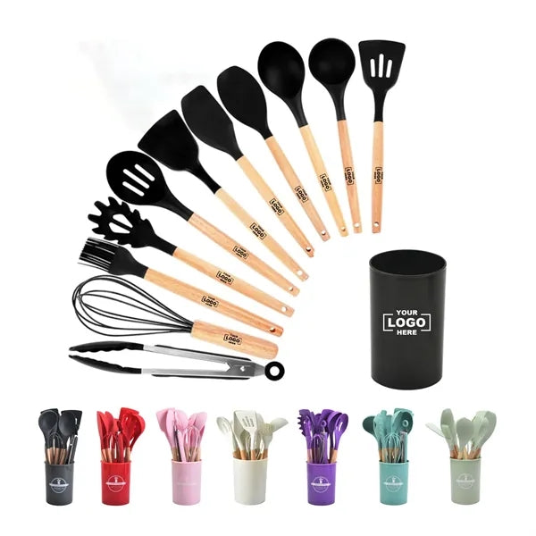 Non Stick Silicone Cooking Utensils Set with Holder