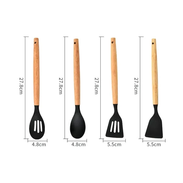 Non Stick Silicone Cooking Utensils Set with Holder