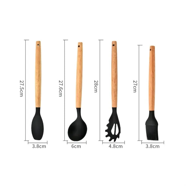Non Stick Silicone Cooking Utensils Set with Holder