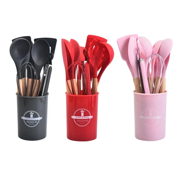 Non Stick Silicone Cooking Utensils Set with Holder