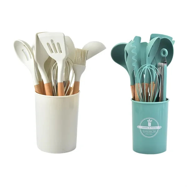 Non Stick Silicone Cooking Utensils Set with Holder