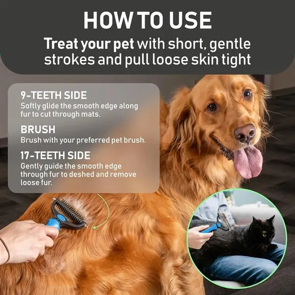 Double Sided Deshedding Grooming Brush For Dogs Cats Pets