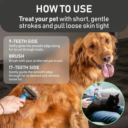 Double Sided Deshedding Grooming Brush For Dogs Cats Pets