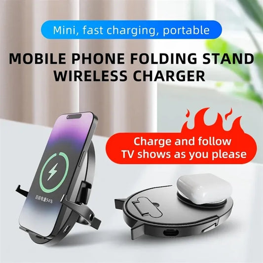 Folding 15W Fast Charging Mobile Phone Holder Wireless Charg