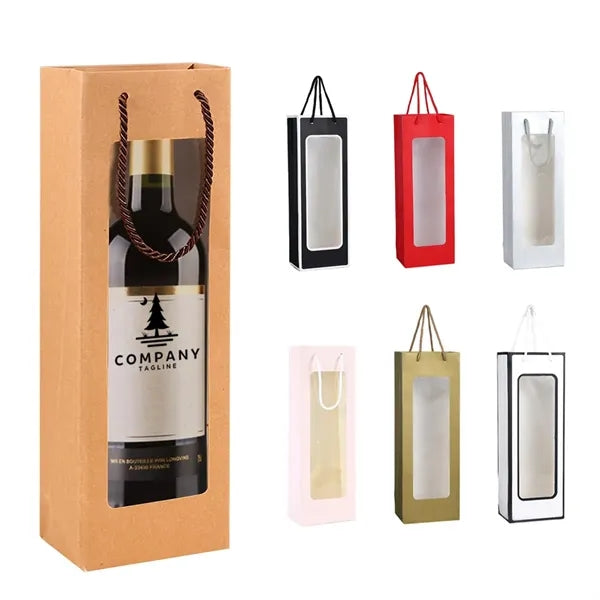 Kraft Paper Clear Wine Gift Bag