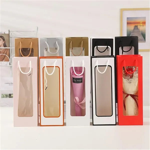 Kraft Paper Clear Wine Gift Bag