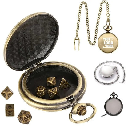 Mini Polyhedral Dice Set Pocket Watch Case