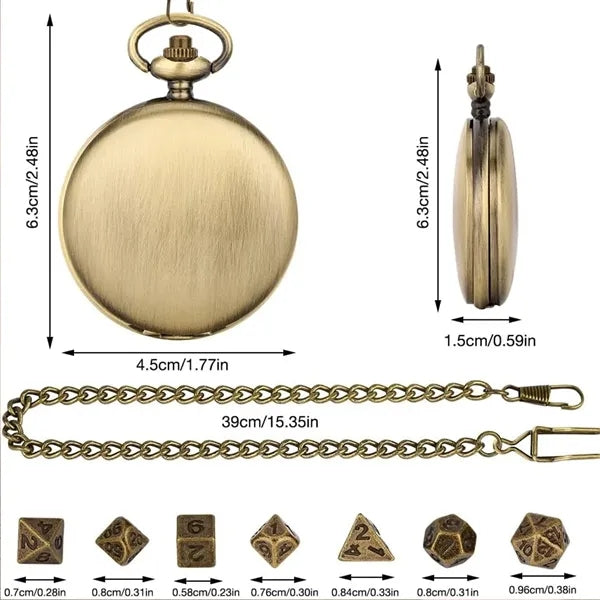 Mini Polyhedral Dice Set Pocket Watch Case