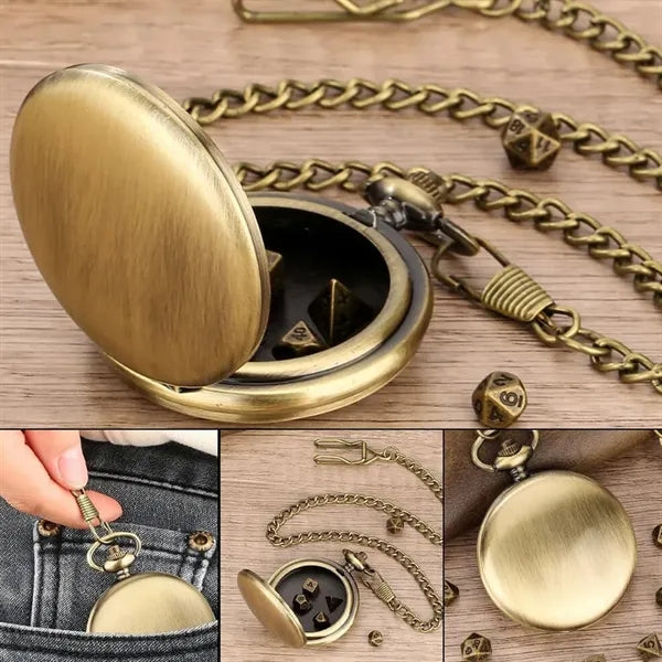 Mini Polyhedral Dice Set Pocket Watch Case