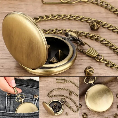 Mini Polyhedral Dice Set Pocket Watch Case