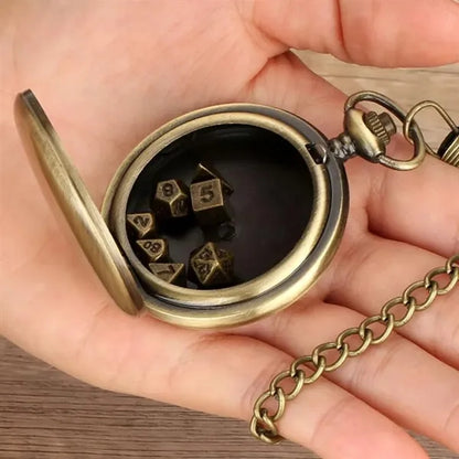Mini Polyhedral Dice Set Pocket Watch Case
