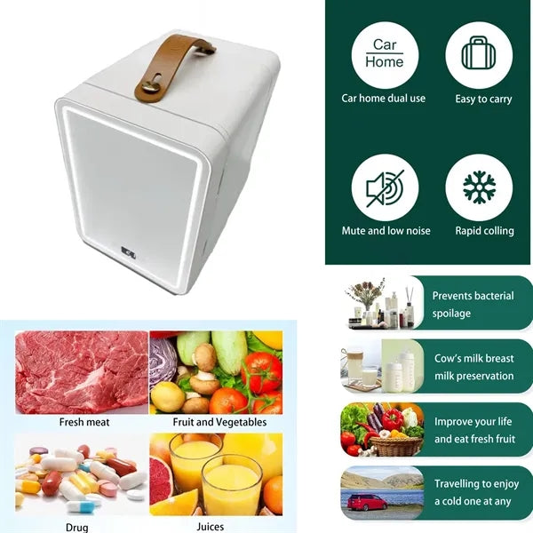 Mini Fridge With Led Mirror 4L