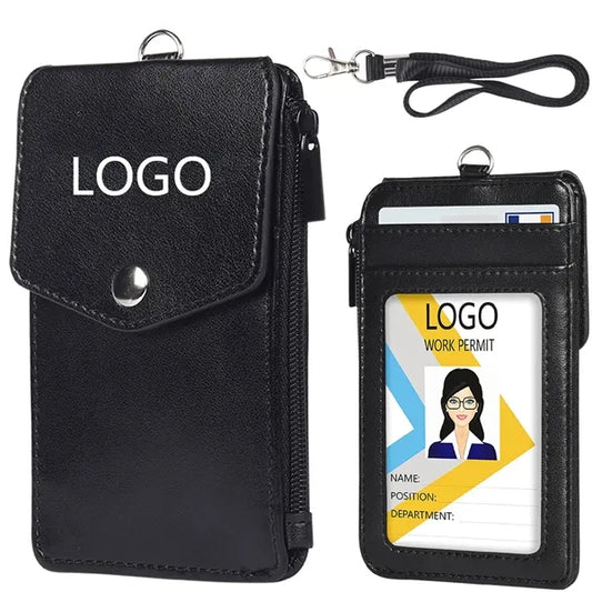 Leather Wallet with Neck Lanyard