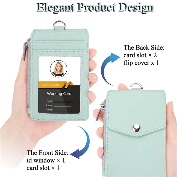 Leather Wallet with Neck Lanyard