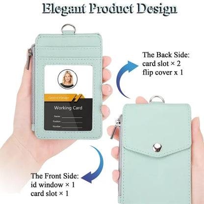 Leather Wallet with Neck Lanyard