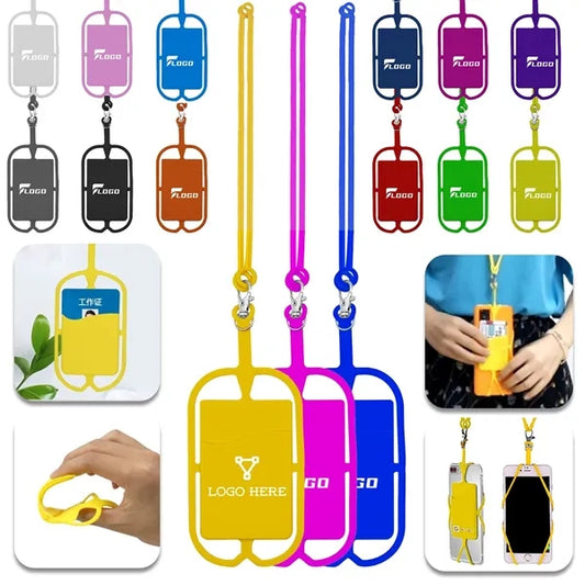 Silicone Card Slot with Lanyard Phone Holder