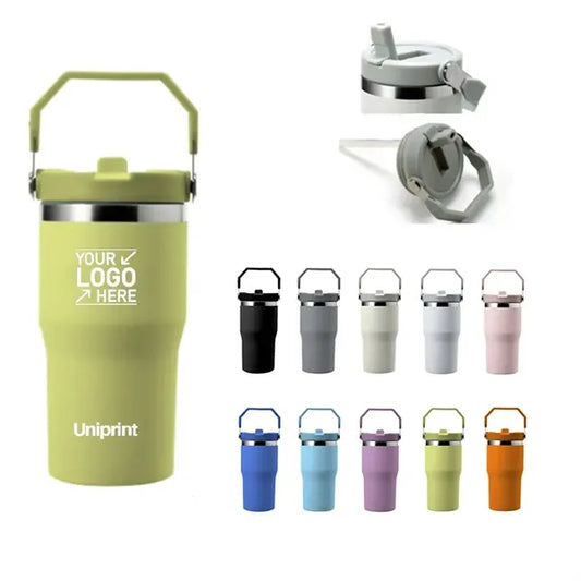 Insulated Tumbler with Handle and Built in Straw