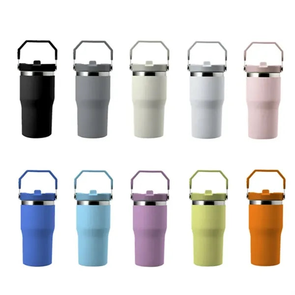 Insulated Tumbler with Handle and Built in Straw