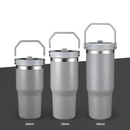 Insulated Tumbler with Handle and Built in Straw