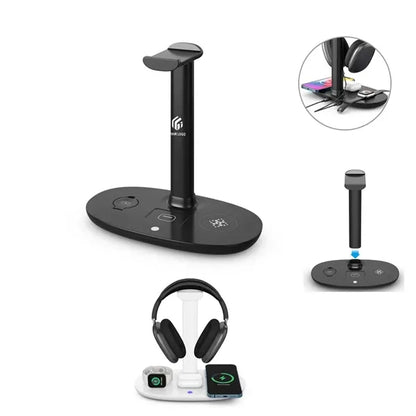 4 in 1 Charging Station Headset Stand with Wireless Charger