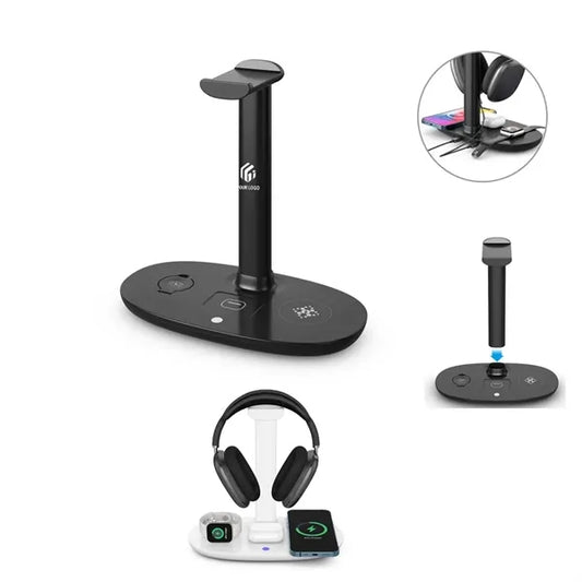 4 in 1 Charging Station Headset Stand with Wireless Charger