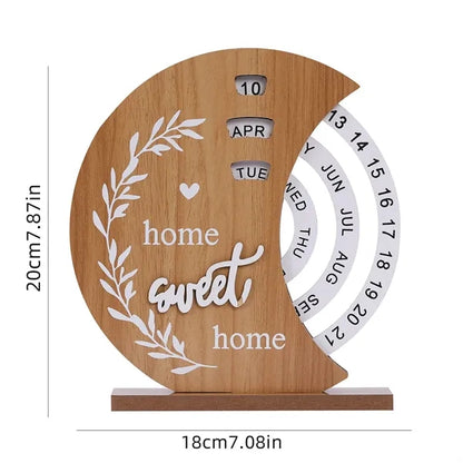 Wooden Desk Calendar with Rotating Dials