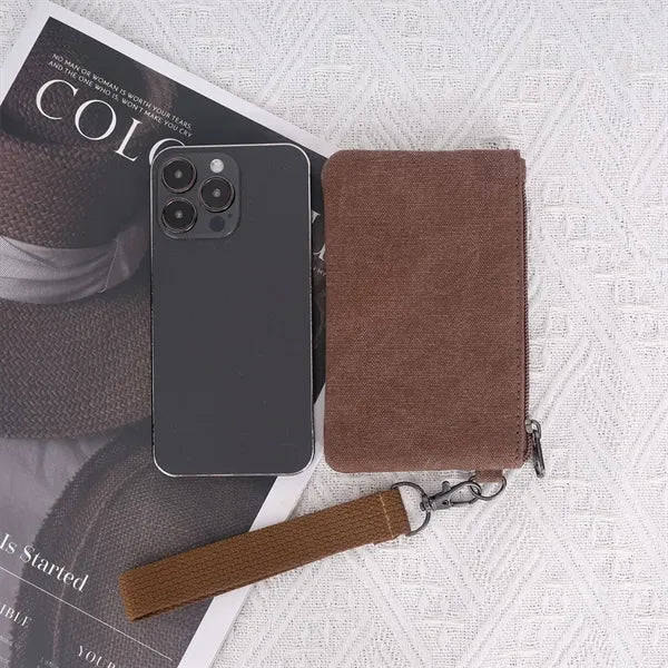 Compact Canvas Wristlet Wallet