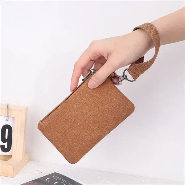 Compact Canvas Wristlet Wallet