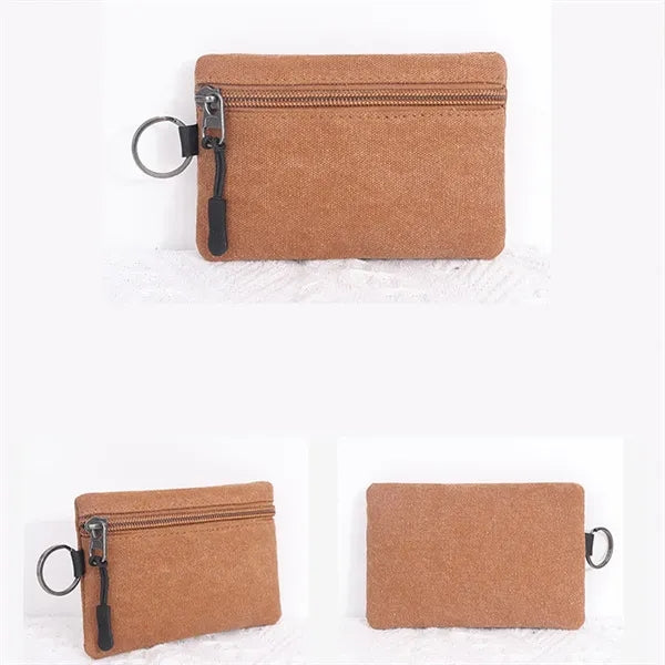 Compact Canvas Coin and Key Pouch