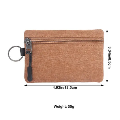 Compact Canvas Coin and Key Pouch