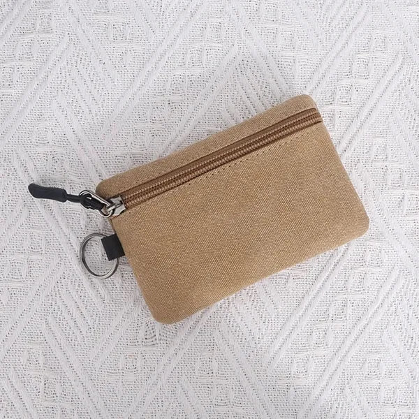 Compact Canvas Coin and Key Pouch