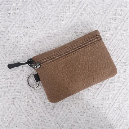 Compact Canvas Coin and Key Pouch