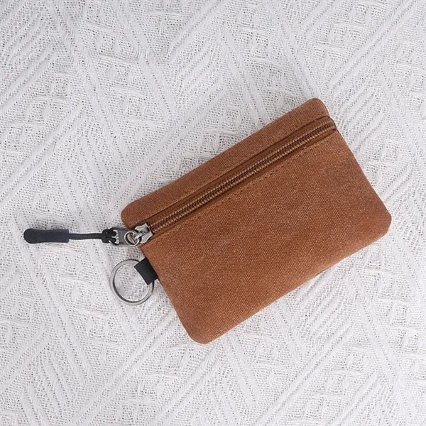 Compact Canvas Coin and Key Pouch