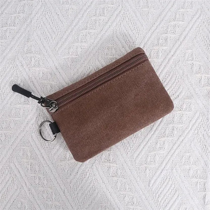 Compact Canvas Coin and Key Pouch