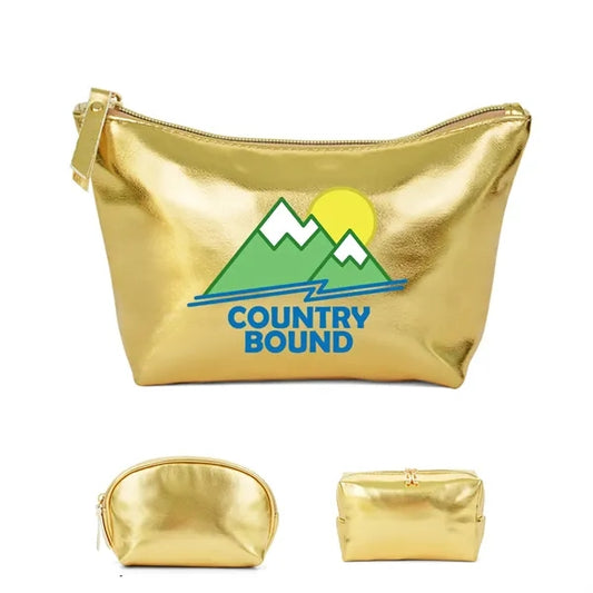 Gold PU Leather Cosmetic Bag