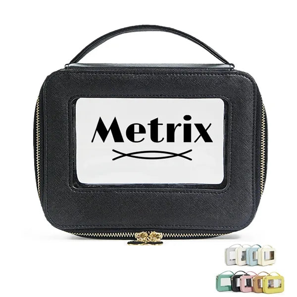 High-End Portable Cosmetic Case with Clear Window