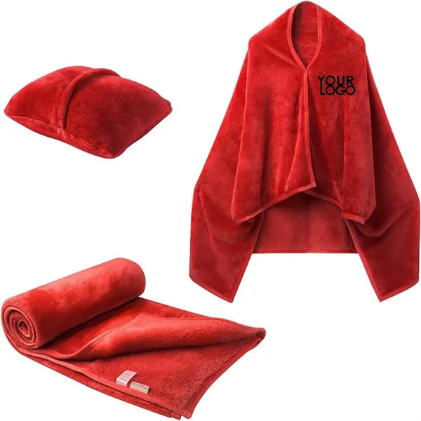 Fleece Wearable Shawl Blanket for Airplane Office