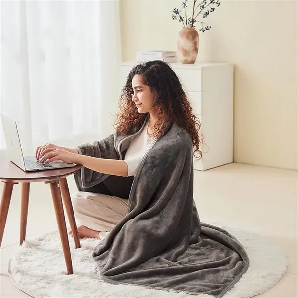 Fleece Wearable Shawl Blanket for Airplane Office