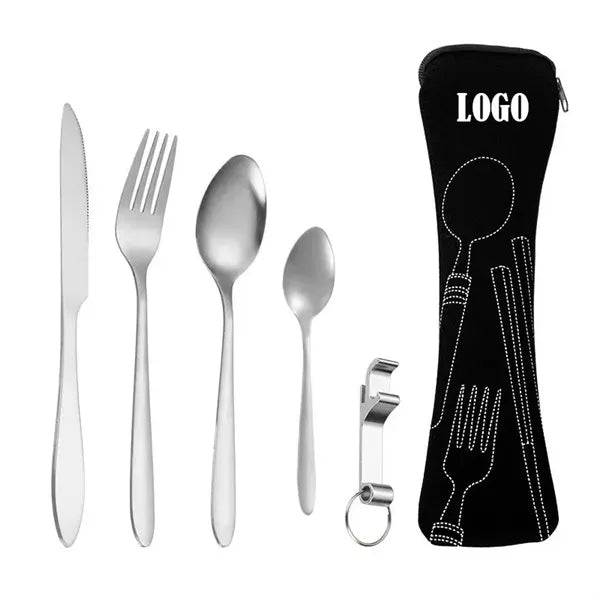 5PCS Portable Silverware Set with Case