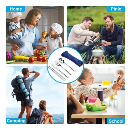 5PCS Portable Silverware Set with Case