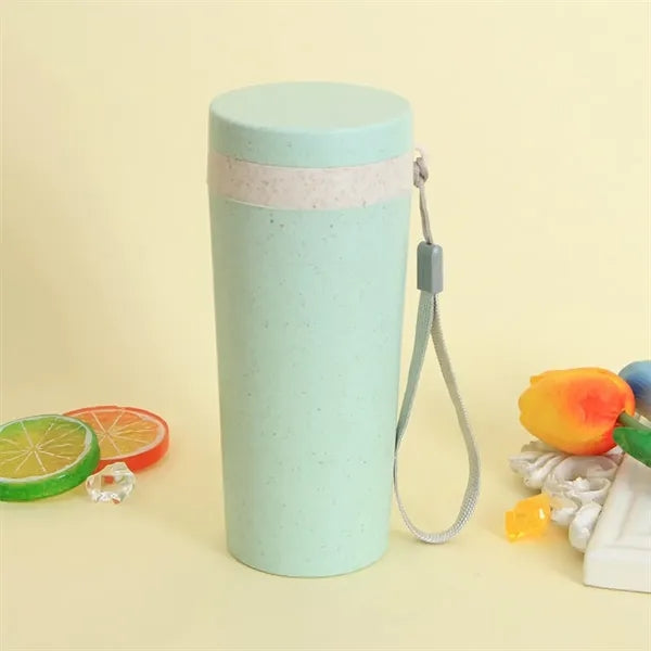 Portable Resuable Double Layer Wheat Straw Cup for Outdoor